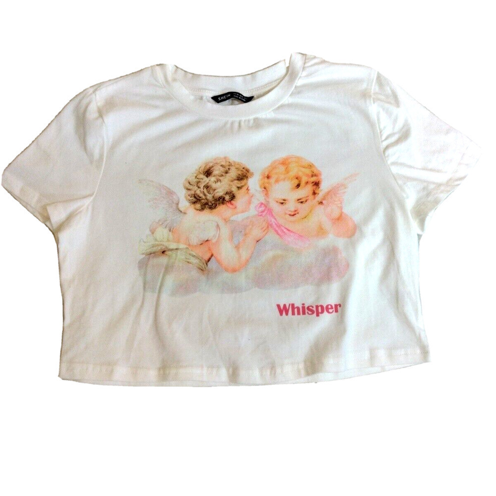 Shein Angel Whisper Crop T Shirt